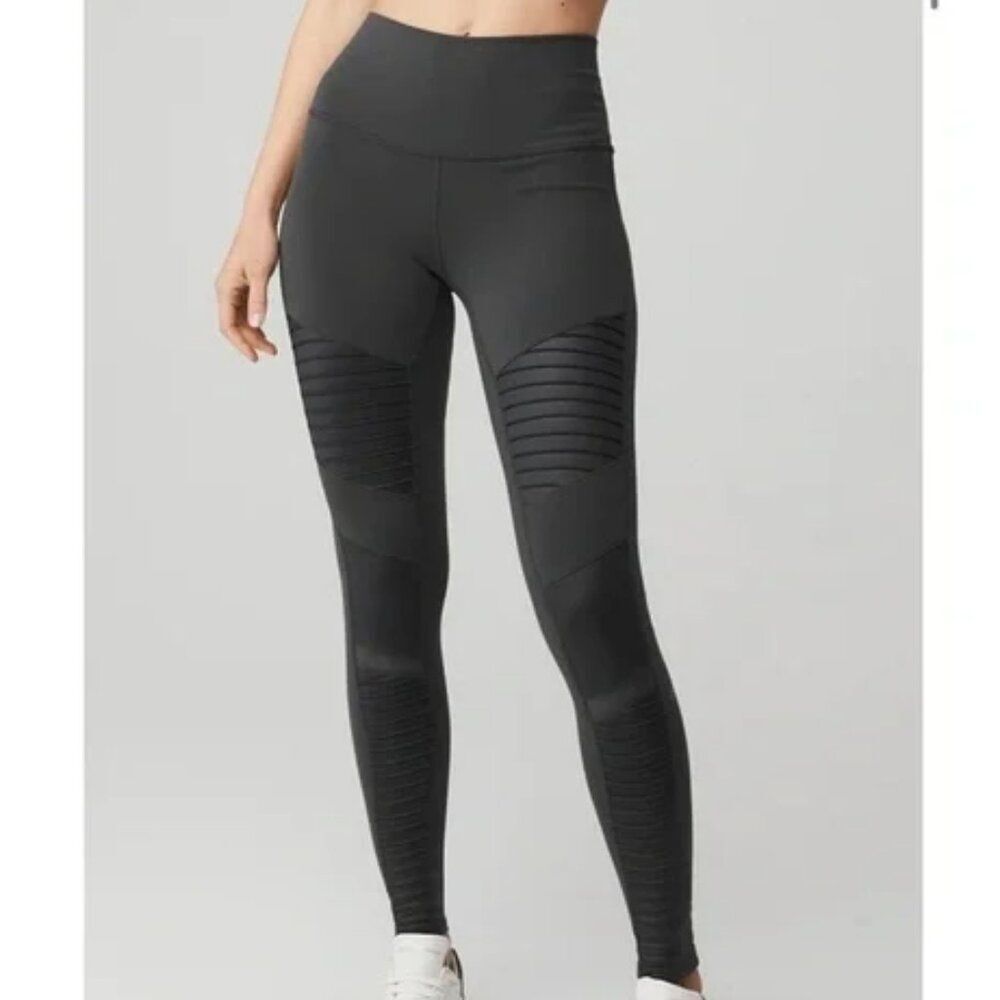 ALO Yoga Charcoal Grey High Waisted Compression Moto Leggings Small